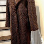 BB Dakota STEVE MADDEN Long Brown Sherpa Coat w Diamond Pattern Sz Medium Photo 0