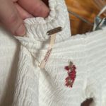 Free People  Ruched White embroidered off shoulder dress Photo 5