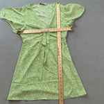 ZARA  Woman Mini Dress M Green White Floral Tie Front Flutter Sleeves Sun Dress Photo 2