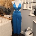 ZARA  BLUE ASYMMETRIC CUT OUT SATIN EFFECT MIDI DRESS SIZE XS Photo 3