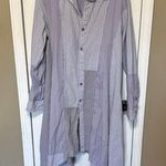 We The Free  Asymmetrical Button Down Shirt Dress Frayed Edges Large Chest 22.5” Photo 0