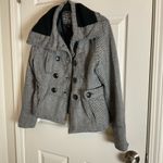 Last Kiss black and white herringbone pattern peacoat-style jacket size L Photo 6