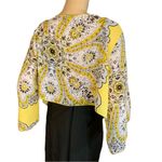 ROSEY TOMATO YELLOW & BLACK LIGHTWEIGHT PAISLEY PRINT BOLERO COVER (3X) Photo 6