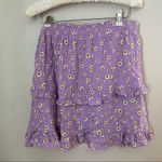 Abound  Skirt Mini Purple Floral Ruffle Stretch Smocked Waist Josie Photo 4