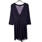 Torrid Purple Plaid Studio Wrap Dress Size 2X Surplice V-neck 3/4 Sleeve Belted Photo 1