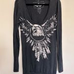 Affliction  live fast eagle long sleeve banded tee sz L Photo 0