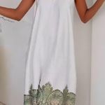 Liverpool  Los Angeles Printed Border Maxi Dress size S/M Cream Olive Paisly Photo 5