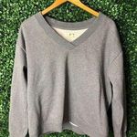 Pact  Gray V-Neck Organic Cotton Cropped Crewneck Sz Large Photo 0
