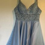 PromGirl Worn once light blue floral short homecoming dress Photo 0