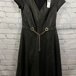 Ralph Lauren Lauren Stretch Genuine Lambskin Dress Gold Belt Fit & Flare 4 NWT Photo 1