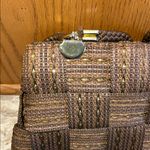 Vintage M & G Bertini Gold Brown Metallic Weave Bag with Woven Rope Handles Photo 8