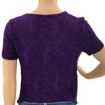 VINTAGE Teddi of California SMALL Purple Petite Crinkle Crop Top Photo 2