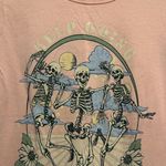 Zoe & Liv Peach Skeleton Graphic Floral Tee Keep Going Size L Boho Sunflower Top Photo 5