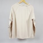 Nanette Lepore Fringe Trim Studded Sleeves Pullover Sweater Size Large Natural Photo 1