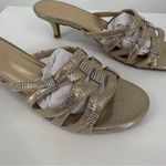 Jones New York Kaleena Embellished Kitten Heel Dress Sandals size 6 Light Gold Photo 3