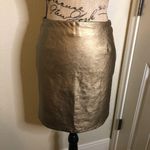 Daniel Cremieux Cremieux Faux Leather Holiday Style Metallic Look Gold Skirt Size 0 Photo 0