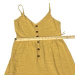 One Clothing Women’s Linen Blend Classic Yellow Jumpsuit Size Medium Photo 3
