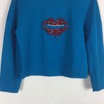 3.1 Phillip Lim Blue Rhinestone Crystal Lip Embellished Crop Sweatshirt Large Photo 7