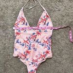 ONIA  Pink and Blue Palm Print One Piece Swimsuit Photo 6