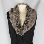 Attention Y2K Black Knit Sweater Vest with Tan Faux Fur Detachable Collar Button with Tie Photo 1