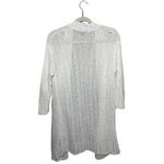 Talbots Cable Knit Cardigan Size XS White Mid Length Open Front 100% Cotton Photo 1
