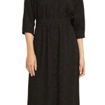 & Other Stories & Other Stories Black Burnout Silk Bracelet Sleeve Belted Midi Dress sz 36 / S Photo 0