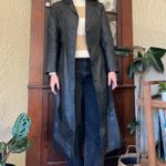 Vintage 80s leather duster trench coat Split Ends Ltd. Black coat jacket Photo 5