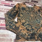 Miaou Graphic Mesh Top in Black and Tan Size M Brown Size M Photo 7
