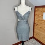 Lulus  Forever a Diva Shiny Silver Metallic Lurex Cutout Mini Dress Small NWT Photo 1