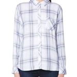 Rails Hunter White Blush Blue Patriot Plaid Button Down Flannel Shirt Size S Photo 0