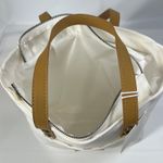 Cozy Earth Canvas Tote Bag White NWT Zip Top Faux Leather Straps Eco Travel Photo 5
