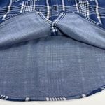 Seven7  Double Layer Gauzy Cotton Blue Plaid 3/4 Sleeve Button Up Shirt Size M Photo 6