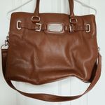 Michael Kors Brown Soft Leather Satchel Purse Medium Size Silver Hardware Photo 0