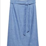 Banana Republic Blue Midi Linen Wrap A-Line Skirt Photo 2