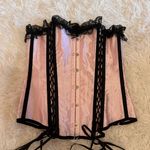 Elegant Pink Corset with Black Lace Trim Size L Photo 2