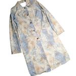 Vtg Y2K Weekenders Ivory Blue Leopard Print Longline Collared Duster Jacket XS Photo 0