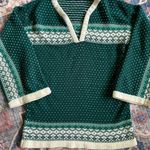 Vintage Green & Cream Acrylic Sweater V Neck Wide Sleeves Size L Fits Like M Size M Photo 9