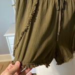 Boho Shorts Green Gauzy Flowy Fringe Drawstring Beach Womens Medium Size undefined Photo 3