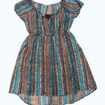 Maurice's  Plus 0 0X XL Peasant‎ Hippie Boho Chic Dress Aqua Brown Gold Hi Low Photo 0