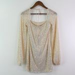 Lucy in the Sky  Shantelle Sequin Long Sleeve Mini Dress in Champagne Size M‎ Photo 4