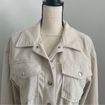 SheIn Corduroy Utility Jacket Medium Ivory Oversized Shacket Y2K Lumberjane Barn Coat Photo 3