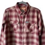 DIXXON Women’s Pueblo Flannel Shirt Plaid Burgundy Tan Large NWOT Red Photo 2