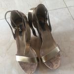 Vic Matie Leather Brown and Gold Strappy Wedges Size 7 Photo 1