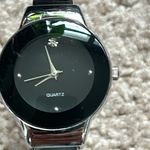 Time Studio women’s vintage bracelet watch black/silver‎ with diamond feature Silver Photo 2