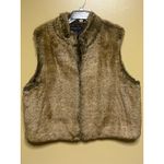 Preston & York  Faux Fur Vest Brown Full Zip Lined Coat Cozy Jacket - Sz 2X Photo 4