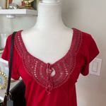 Elegant Red Lace Trim Women's Top Size L Size L Photo 1