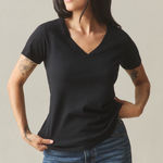 American Giant Premium V Neck Tee Black Supima Cotton Made in USA Size S Brown Photo 0