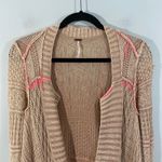 Free People  Beige Pink All Washed Out Asymmetrical Chunky Boho Cardigan Size XS Photo 1