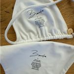 Bamba Swim  - Sol Triangle Halter Bikini Top & Sol Bikini Bottoms in White & Gold Photo 3