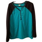 Sonoma Life+Style Women's Fleece Pajama Shirt Top Sleep Size Large Blue & Black Photo 0